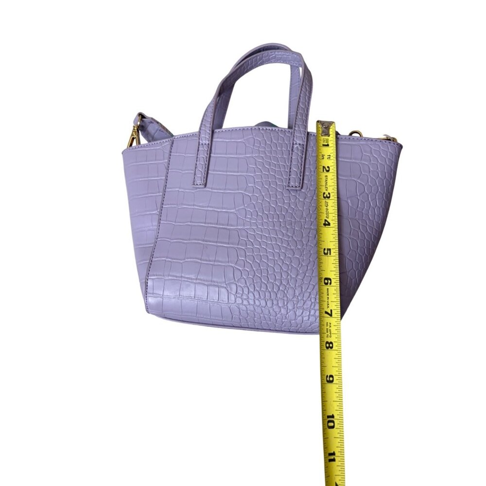 Lilac Faux Croc Tote Bag Purse Floral Lining Rainbow Strap Fairy Mermaid Easter - Picture 4 of 16